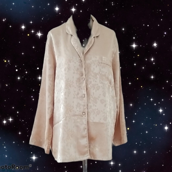 Victoria's Secret Other - Victoria's Secret Pink Label Satiny Cream PJ Top.